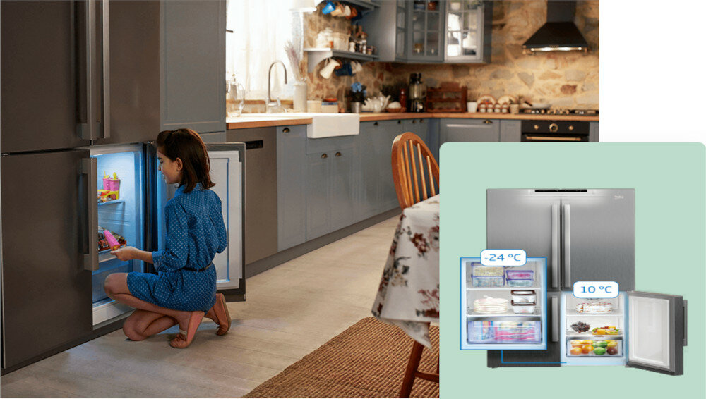 LODÓWKA BEKO GN1416233ZXN MultiZone komora