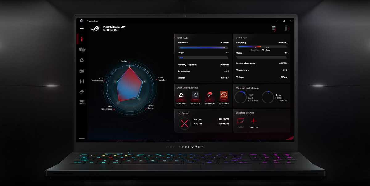 Laptop ASUS Rog Zephyrus S17 GX703 - Armoury Crate