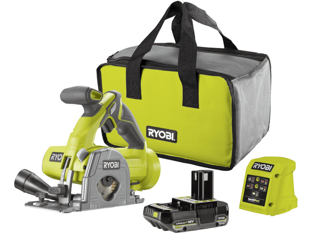 Pilarka tarczowa RYOBI RYOBI R18MMS-120S w zestawie akumulator ładowarka torba narzędziowa instrukcja obsługi w języku polskim karta gwarancyjna