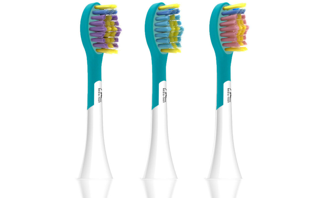 Oryginalna końcówka szczoteczki MEDIA TECH Toothbrush Head Pro MT6520 (3 szt.) (Delikatna dla dziąseł) design tło prezentacja wizualizacja