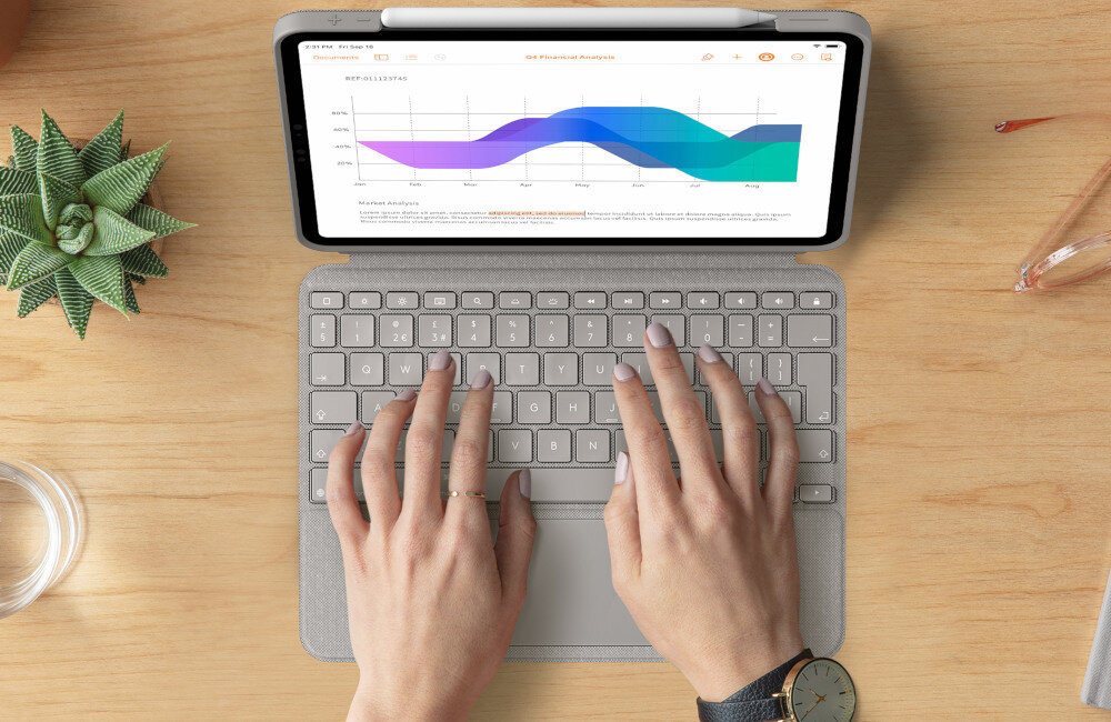 Etui na iPad Pro LOGITECH Combo Touch ładowanie miejsce na rysik apple pencil