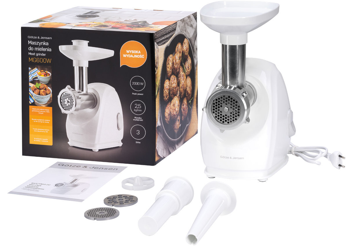 Maszynka do miesa GOTZE & JENSEN MG600W zawartosc opakowania