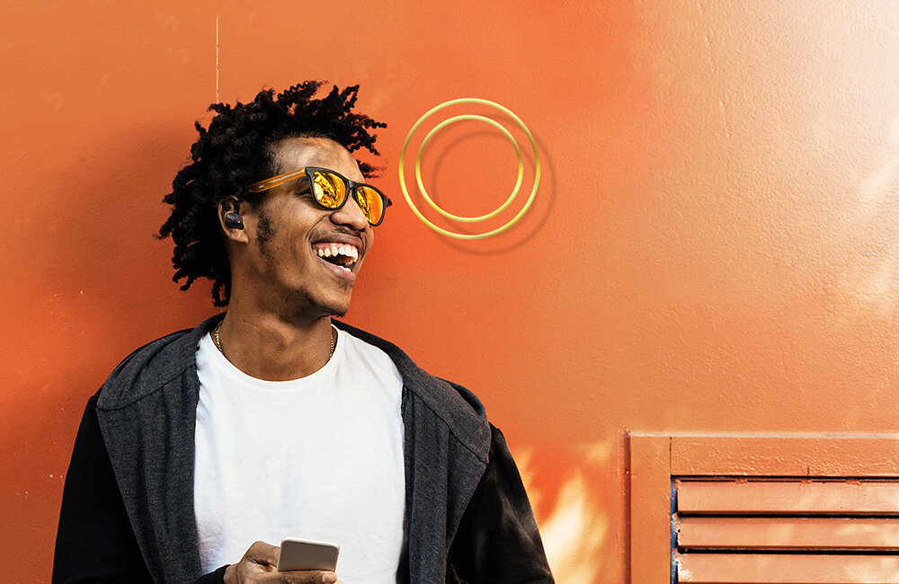 Słuchawki dokanałowe QCY HT01C Granatowy czujnik połączenie