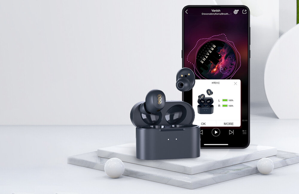 Słuchawki dokanałowe QCY HT01C Granatowy aplikacja QCY