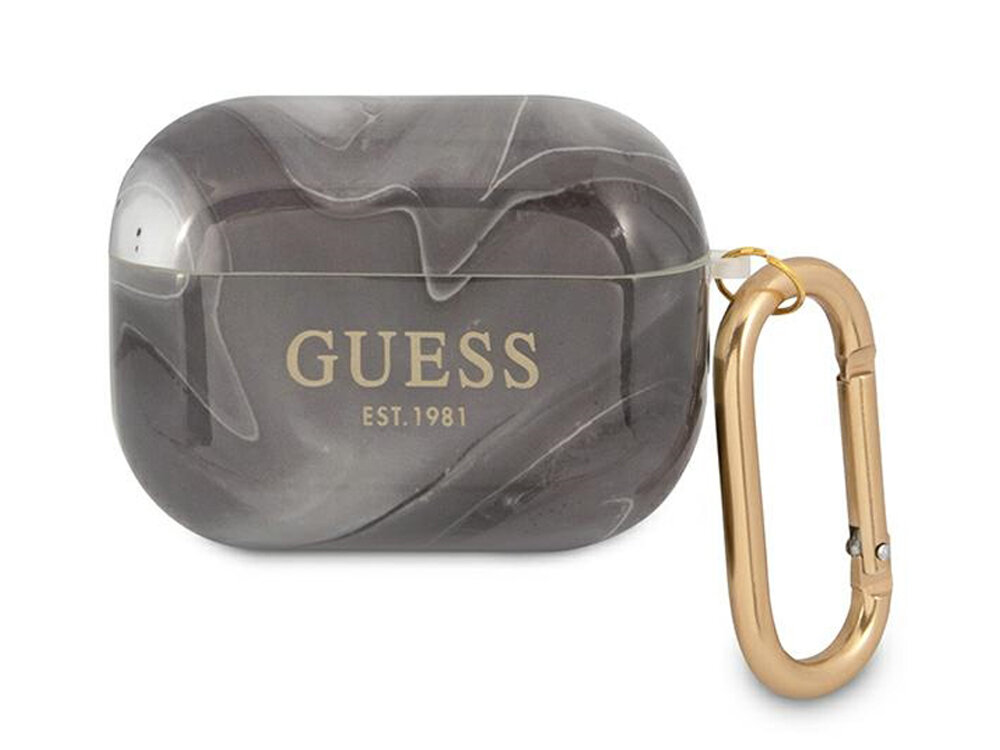 Etui na słuchawki Guess Marble Collection
            przód etui z karabińczykiem na białym tle
            etui case pokrowiec słuchawki airpods apple
