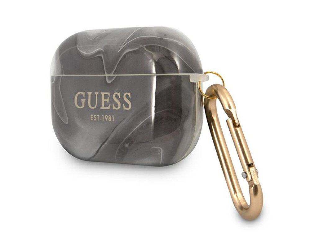Etui na słuchawki Guess Marble Collection
            zbliżenie na karabińczyk
            logo marka guess wzór spójność karabińczyk