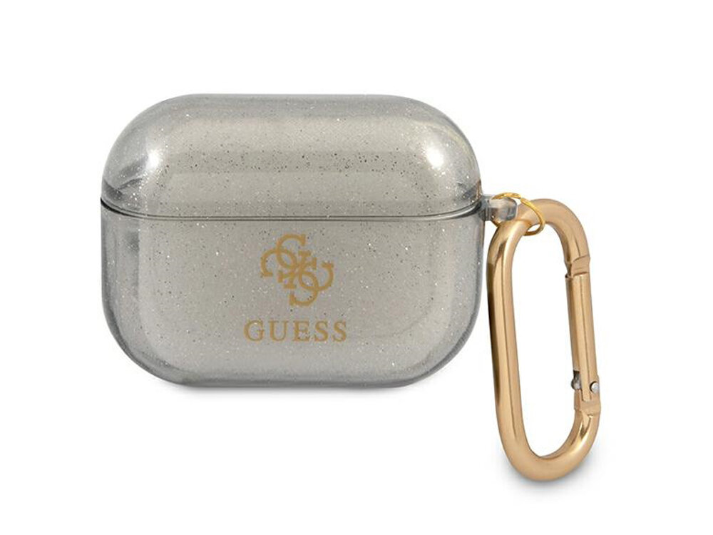 Etui na słuchawki Guess Glitter Collection
            przód etui z karabińczykiem na białym tle
            etui case pokrowiec słuchawki airpods apple