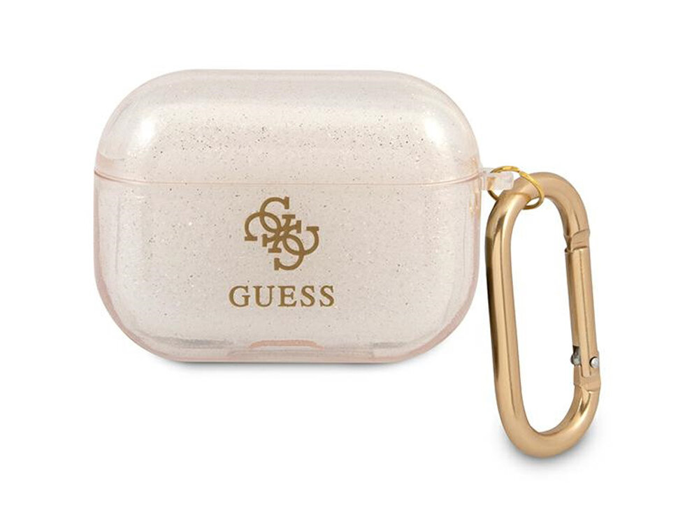 Etui na słuchawki Guess Glitter Collection
            przód etui z karabińczykiem na białym tle
            etui case pokrowiec słuchawki airpods apple