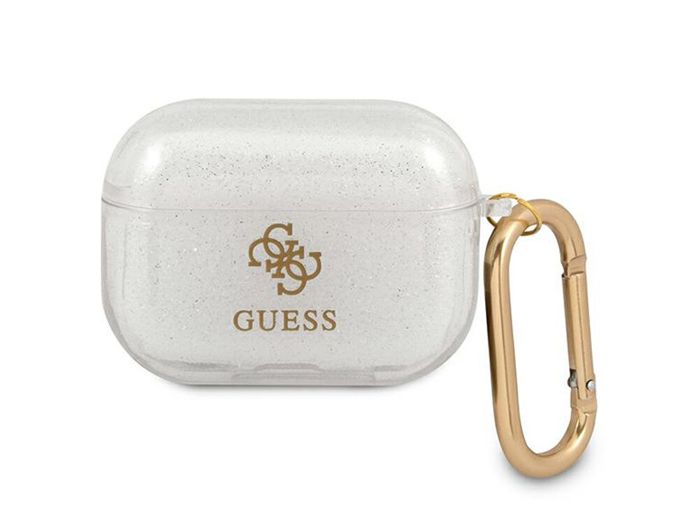 Etui na słuchawki Guess Glitter Collection
            przód etui z karabińczykiem na białym tle
            etui case pokrowiec słuchawki airpods apple