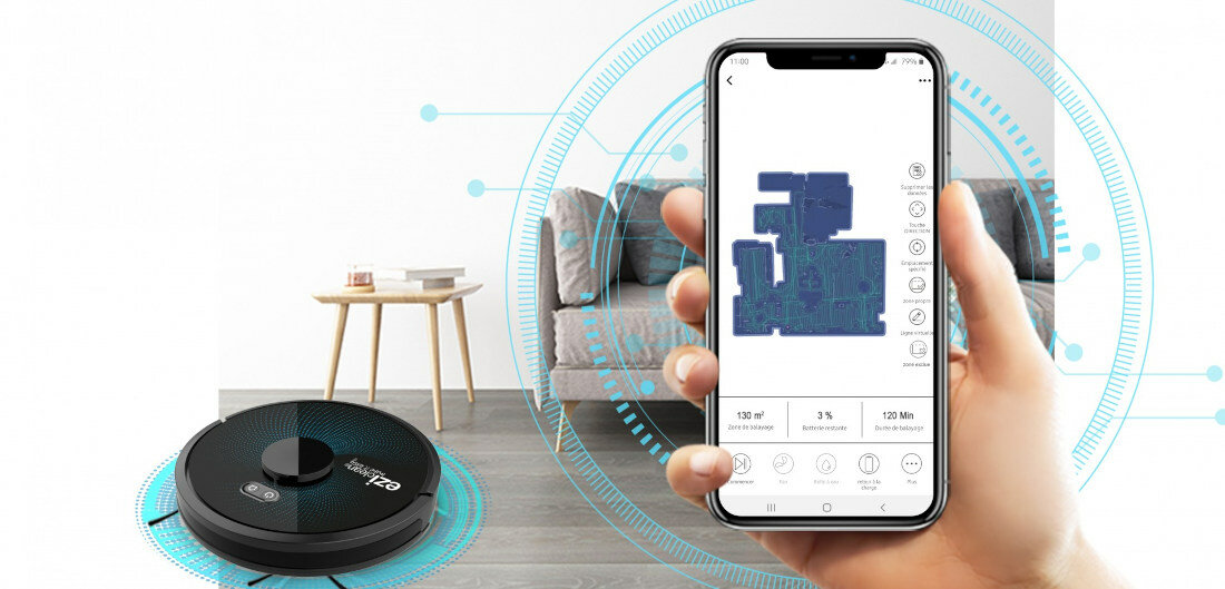Robot sprzatajacy EZICLEAN Aqua Connect 650 Aplikacja EZIclean® Connect – Virtual 6 technologia Breakpoint™
