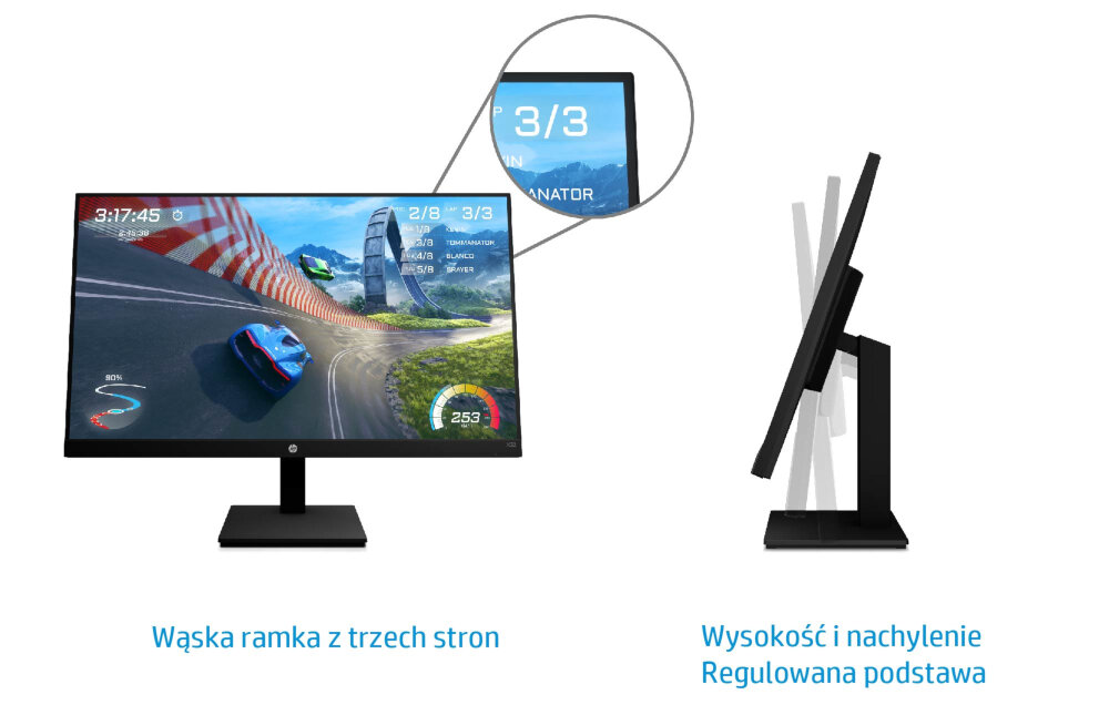 Monitor HP X34 34 3440x1440px IPS 165Hz 1 ms vesa podstawa obramowanie