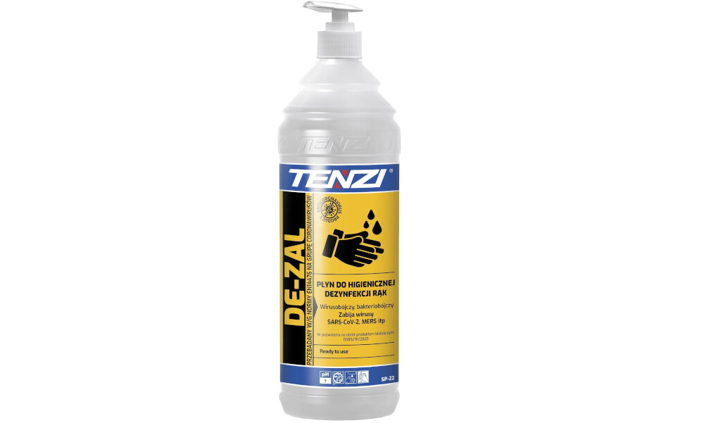 Plyn do dezynfekcji TENZI De-Zal 1000 ml skuteczne dzialanie wirusobojcze dezynfekcja natluszcza nawilza zapobiega wysuszania