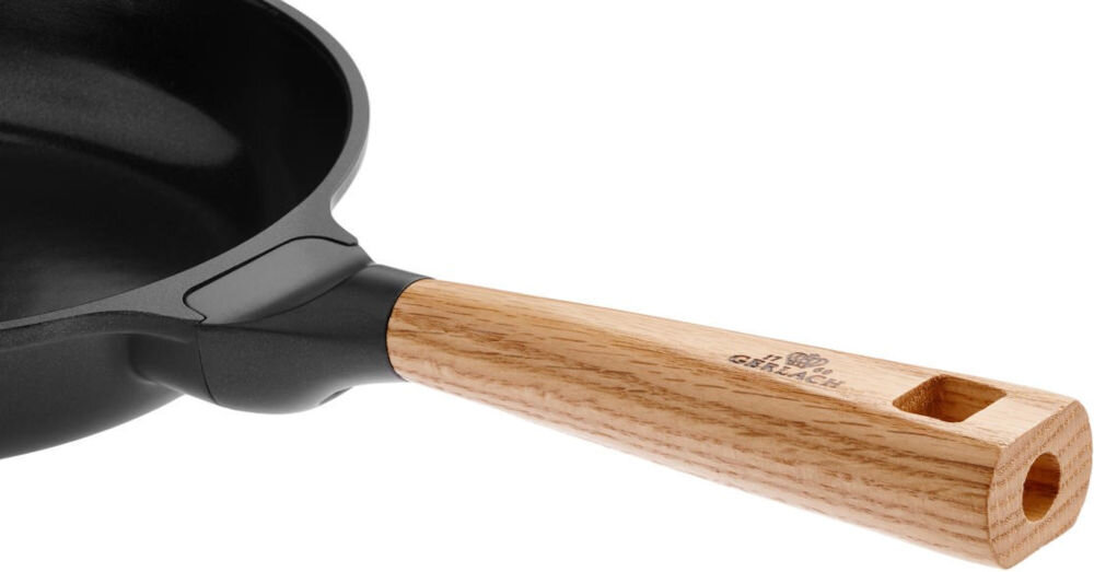 Patelnia wok GERLACH Natur 28 cm do azjatyckim potraw sosów makaronów szwajcarska ceramiczna nieprzywierająca powłoka uchwyt z naturalnego drewna bukowego wygoda elegancja funkcjonalność naturalny design