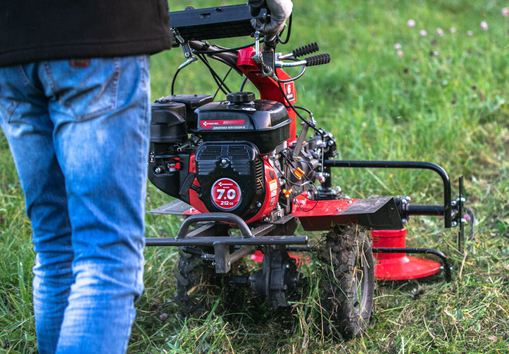 Przystawka do glebogryzarki GREENSO Kosiarka rotacyjna WM1000N-6 dużych rozmiarów sprzęt waga 34 kg solidna metalowa obudowa