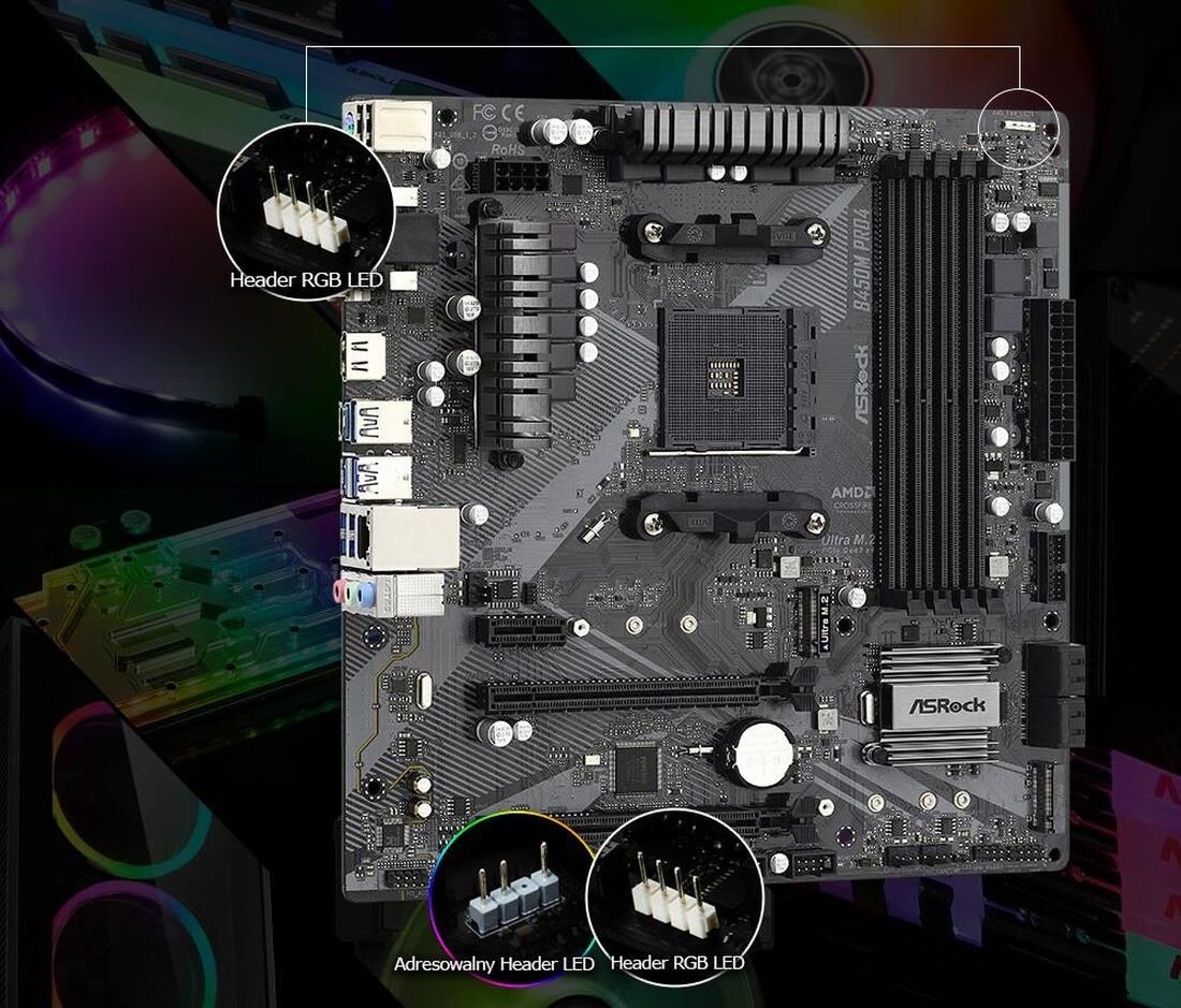 Płyta główna ASROCK B450M Pro4 R2.0 - Polychrome RGB