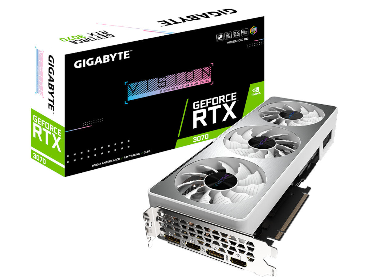 Karta graficzna GIGABYTE GeForce RTX 3070 Vision OC LHR 8GB zawartosc opakowania