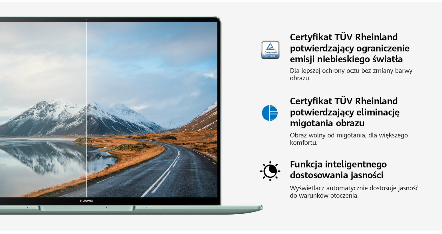 Laptop HUAWEI MateBook 14S tryb ochrony wzroku