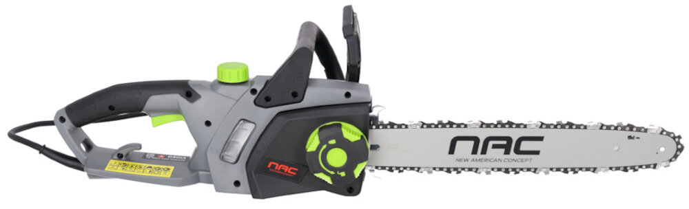 Piła elektryczna NAC CE24-NS-G do typowych prac wycinkowych do niezwykle precyzyjnych zadań specjalnych prowadnica marki NAC długość 40 cm łańcuch o grubości 1,3 cm bezwładnościowy hamulec