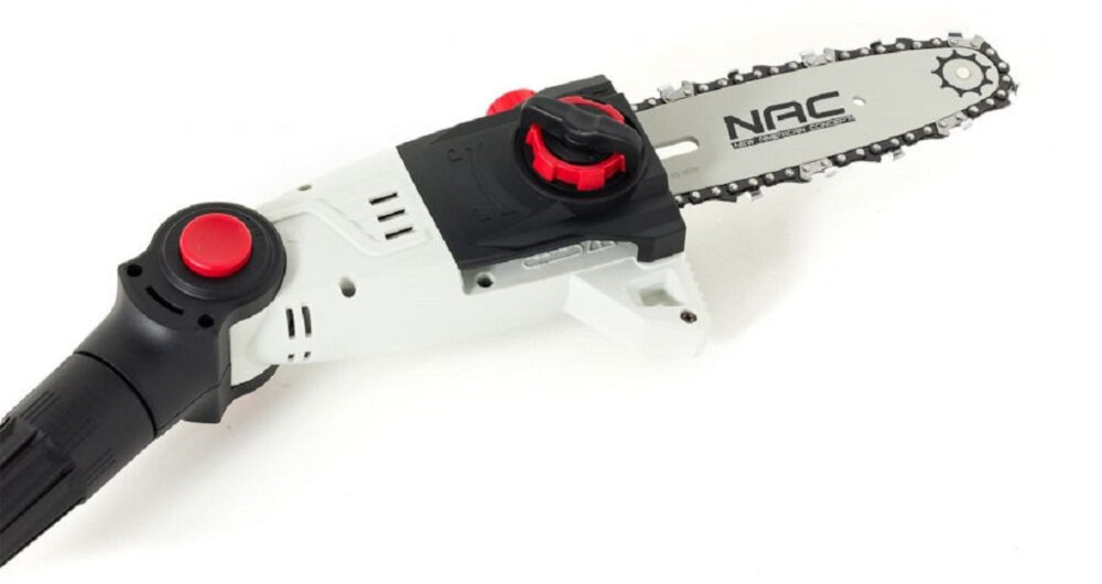 Piła akumulatorowa NAC PCB18E-AH-B15-S do typowych prac wycinkowych do niezwykle precyzyjnych zadań specjalnych prowadnica NAC długość 20 cm łańcuch o grubości 1,3 cm beznarzędziowy system napinania i wymiany łańcucha