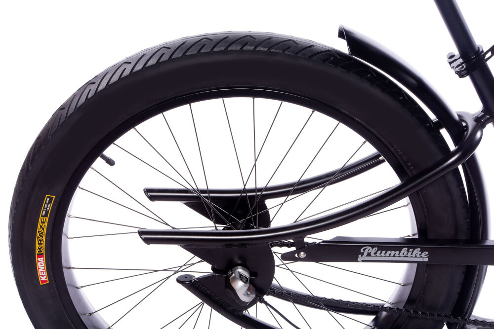 Rower miejski PLUMBIKE Grand Chopper Falcon 3B 26 cali męski Czarny koła duże 26-calowe opony grube KENDA wytrzymałe na uszkodzenia doskonale tłumią drgania obręcze aluminiowe pięciokomorowe przednia aluminiowa piasta z łożyskami maszynowymi tylna z przekładnią planetarną SHIMANO Nexus lekka budowa