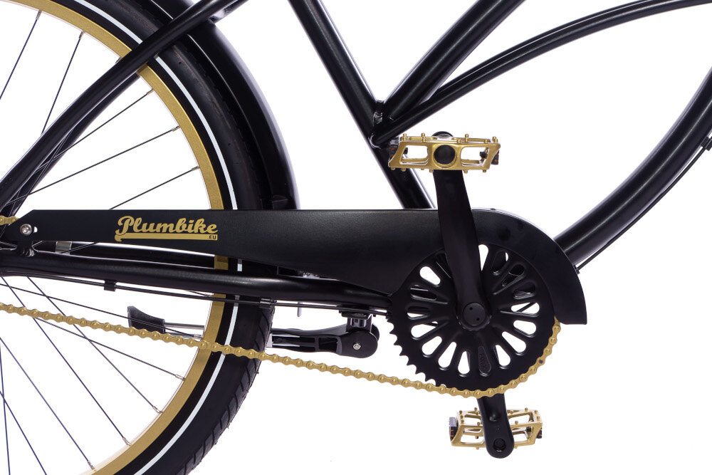 Rower miejski PLUMBIKE La Donna Gold Black 3B 26 cali damski Czarny przerzutki na tył SHIMANO Nexus 7 biegów manetki SHIMANO