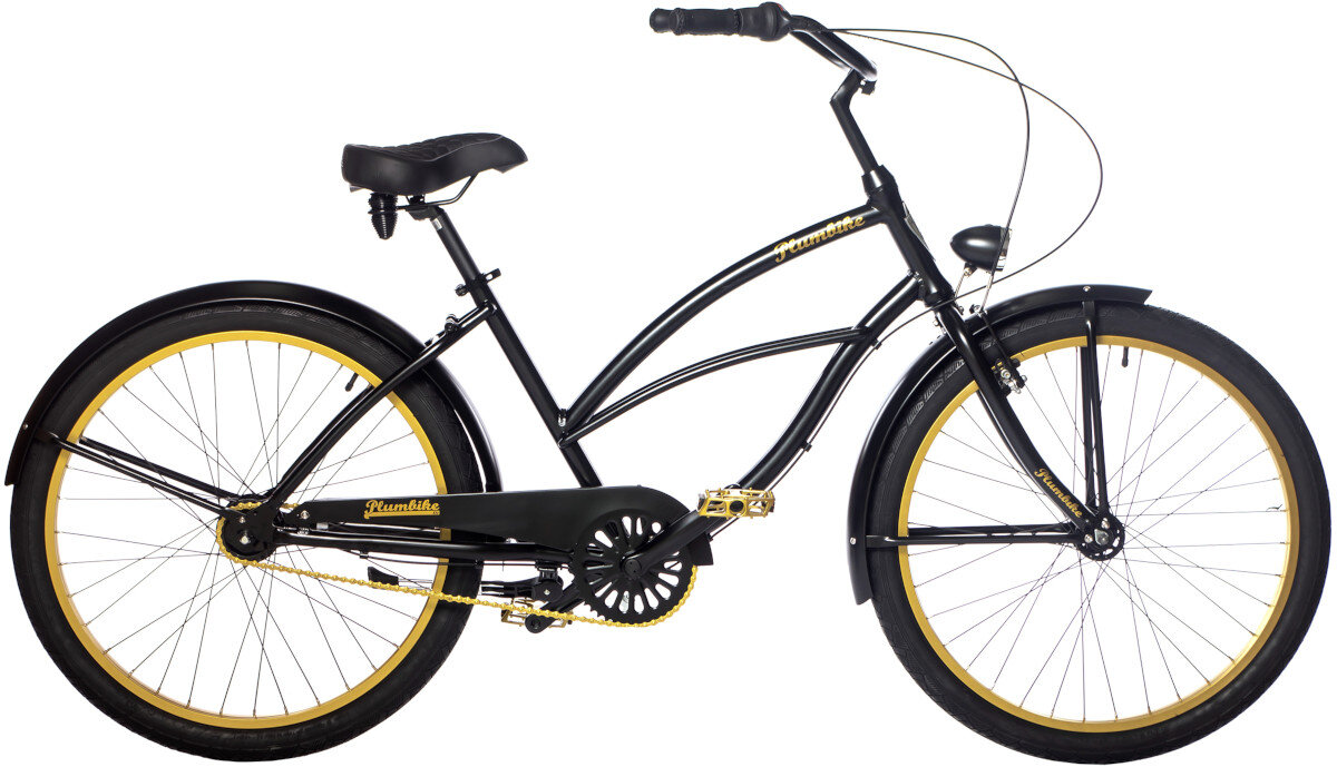 Rower miejski PLUMBIKE La Donna Gold Black 7B 26 cali damski wyglad