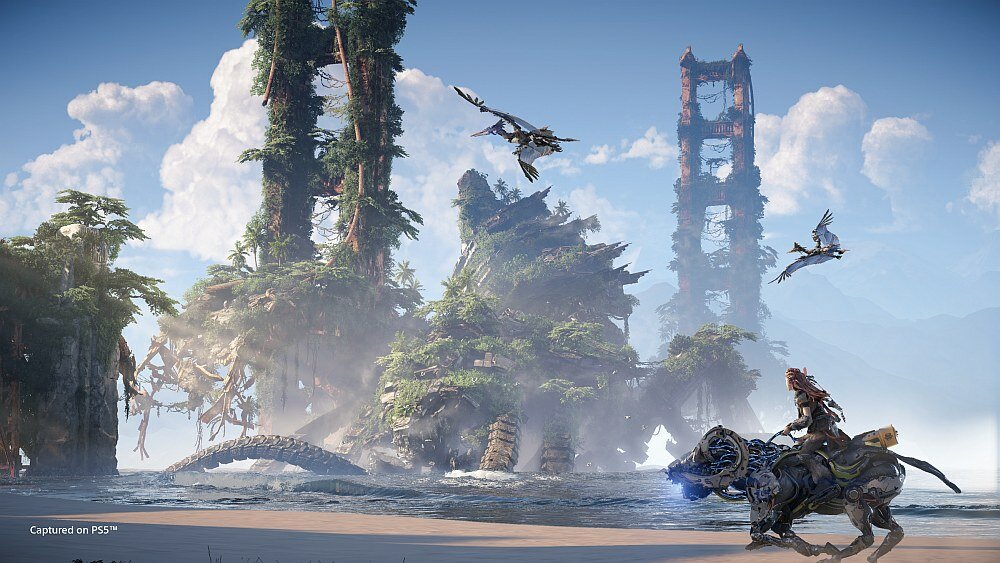Horizon: Forbidden West Gra sony fabuła aloy mapa kraina zachód pogranicze bronie walka postacie konsola playstation edycja