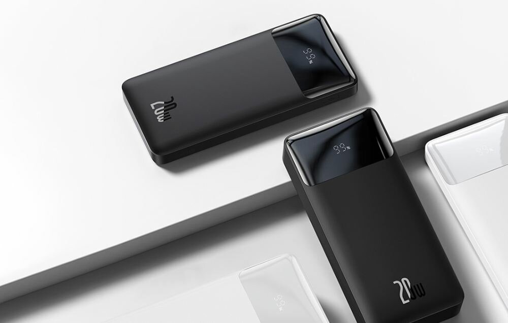 Powerbank BASEUS Bipow PPDML-J02 20000mAh 20W Biały wyswietlacz moc czas pojemnosc