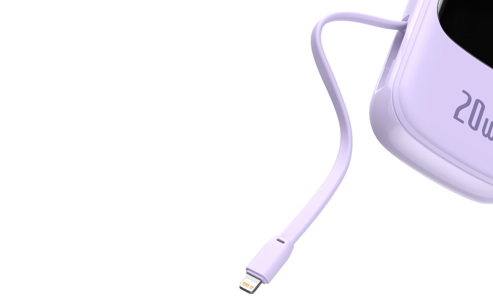 Powerbank BASEUS PPQD-H05 QPOW 20000mAh Fioletowy + Kabel Lightning pojemnosc wyswietlacz moc porty wejscia wyjscia
