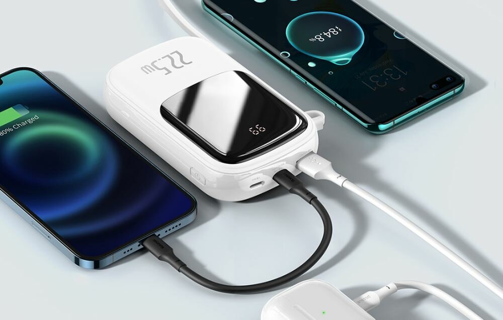 Powerbank BASEUS PPQD-I02 QPOW 20000mAh Biały + Kabel USB-C gadżety porty wejścia wyjścia