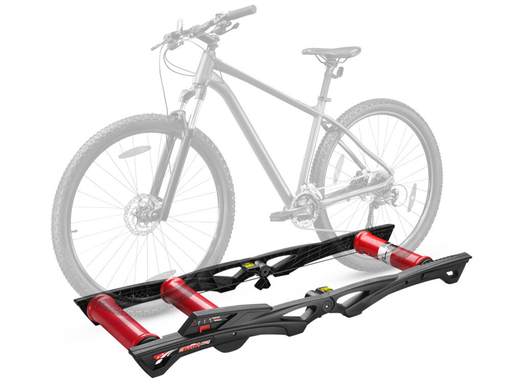 Trenażer rowerowy ELITE Arion Mag cień roweru nad trenażerem trenażer rolkowy utrzymanie formy niezależnie od warunków pogodowych do treningów wytrzymałościowych poprawy techniki pedałowania przygotowania do zawodów do rozgrzewki przed startem w wyścigu wygodna alternatywa dla jazdy na zewnątrz