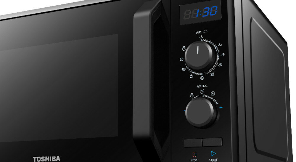 Kuchenka mikrofalowa TOSHIBA MW2-AC25T (BK) sterowanie pokrętło przyciski
