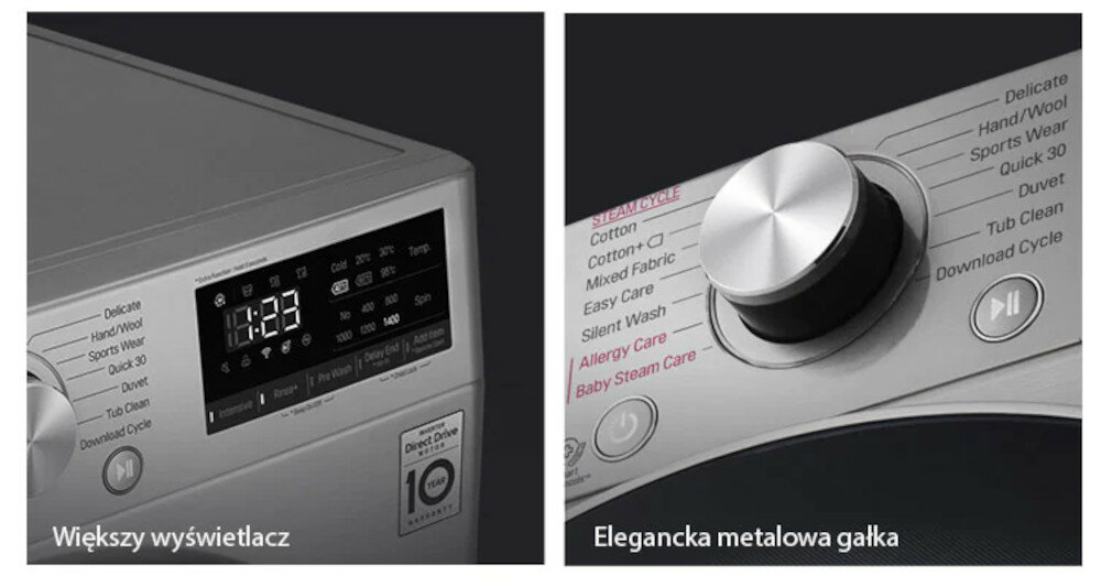 Pralka LG F4WV5N9S2TE 9kg 1400 obr wygląd elegancja
