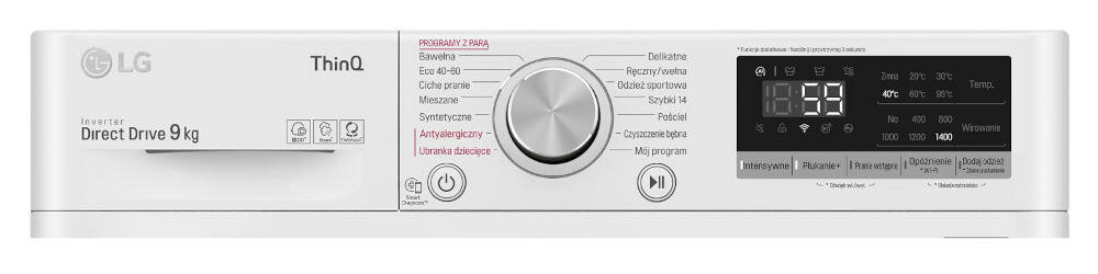 LG-F4WV5N9S0E panel sterowanie program piorący pokrętło