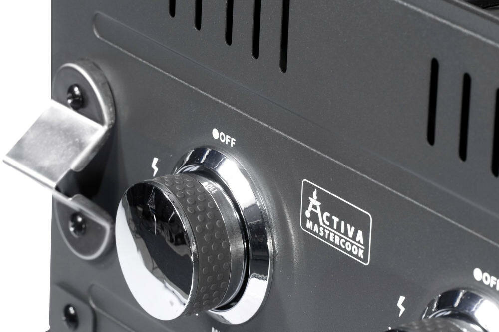 ACTIVA Angular 11248 palniki stal aluminizowana trwałość pokrętło regulacja płomień zapalacz gaz temperatura termometr
