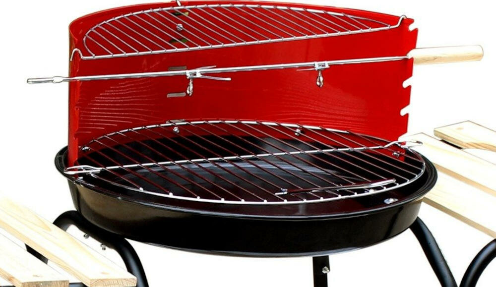 ACTIVA 19333 grill smaczne potrawy grillowanie emaliowana stal owalny ruszt misa paleniskowa węgiel brykiet rożen