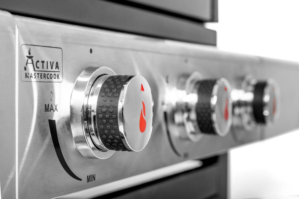 ACTIVA Quatro Xl 19743G palniki stal aluminizowana trwałość pokrętło regulacja płomień zapalacz gaz temperatura