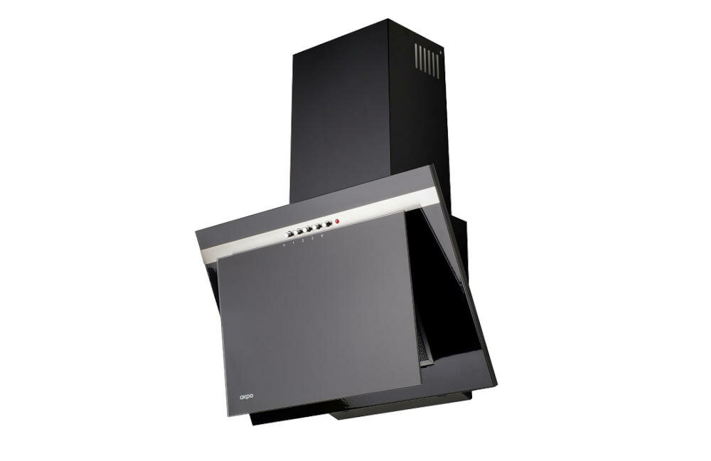AKPO-WK-4-Nero-Eco-50-T300 okap sprzęt kuchenny filtrowanie powietrze zapachy skośny kominowy szerokość prędkość praca sterowanie przyciski oświetlenie led lampka kontrolna włącznik wyłącznik filtr aluminiowy węglowy wyciąg pochłaniacz
