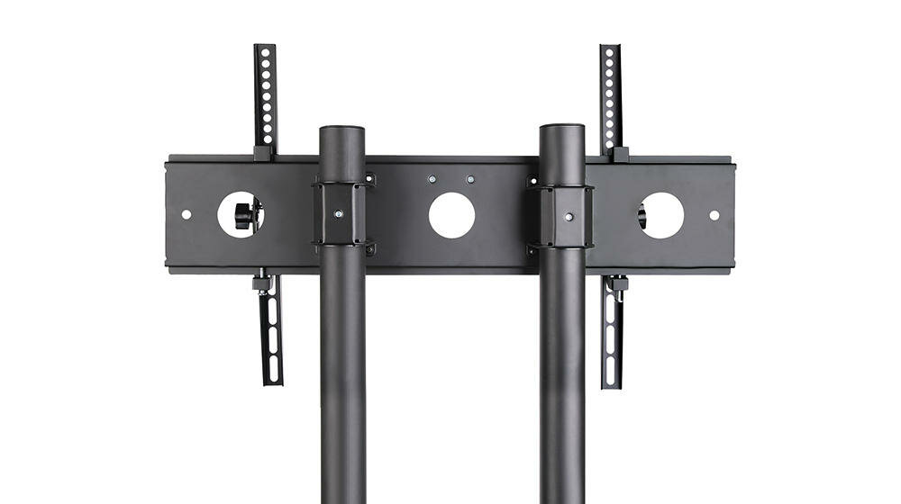 ERGOSOLID-FALCO-40 stojak wysokogatunkowa stal malowanie proszkowe czarny kolor tworzywo sztuczne konstrukcja zawieszenie telewizor monitor stabilność