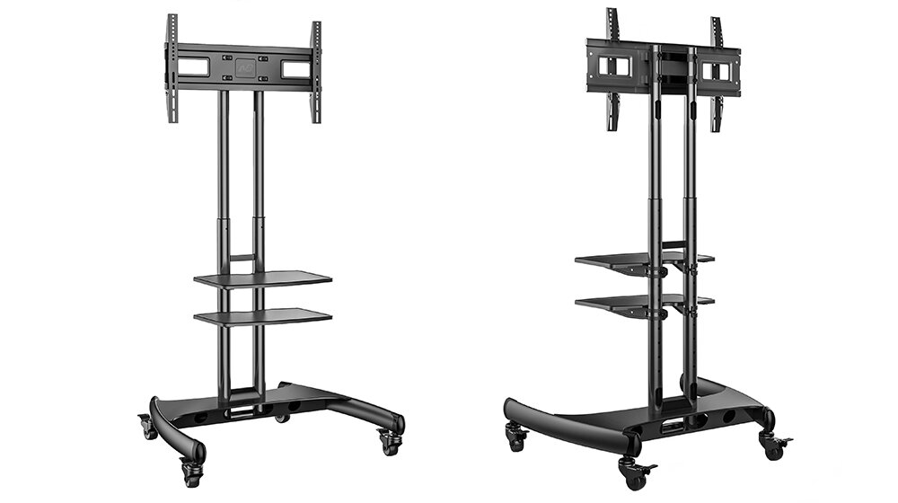 Stojak podłogowy ERGOSOLID AVA1500B do TV 32-70 cali Czarny - zarzadzanie kablami 