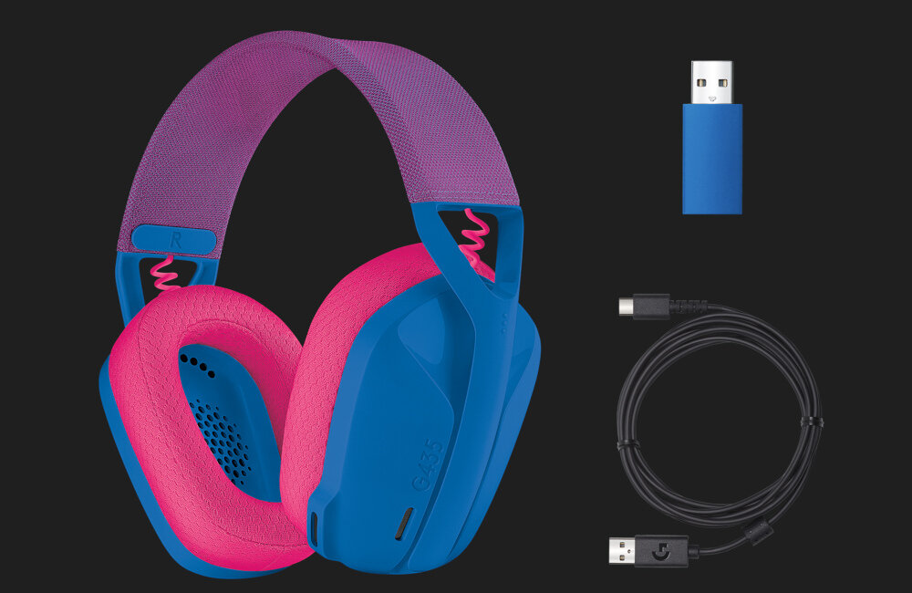 Комплект НАВУШНИКІВ LOGITECH G435 BLUE, кабель, магнітола