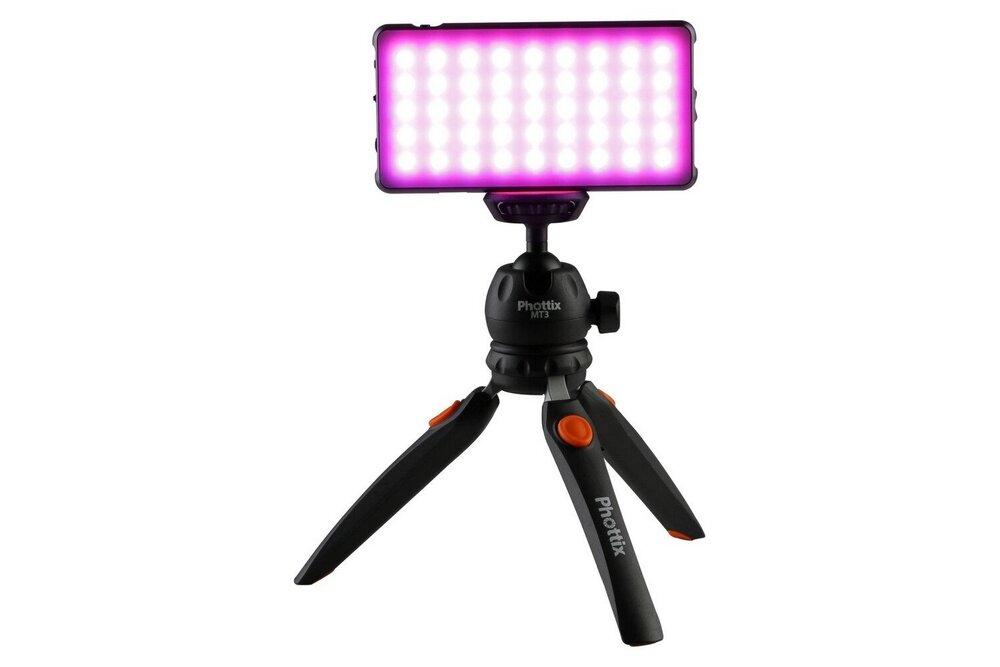 Lampa LED PHOTTIX M200R RGB Light fotografia oświetlenie barwa moc montaż aparat smartfon ładowanie bateria diody oświetlenie 