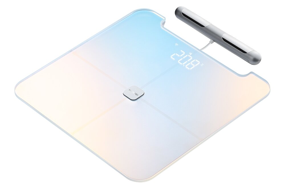 Waga HUAWEI Scale 3 Pro zdrowie jedzenie ważenie się tłuszcz czujniki dieta pomiar konta łączność aplikacja opis cechy dane specyfikacja skład ciała elektrody