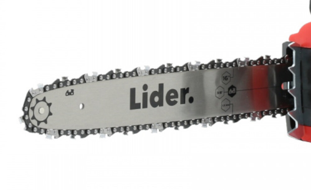 Piła elektryczna LIDER GTP2040QT do typowych prac wycinkowych do niezwykle precyzyjnych zadań specjalnych prowadnica marki KANGXIN o dłogości 40 cm łańcuch z podziałką 3/8 cala o grubości 1,3 mm 56E automatyczny hamulec