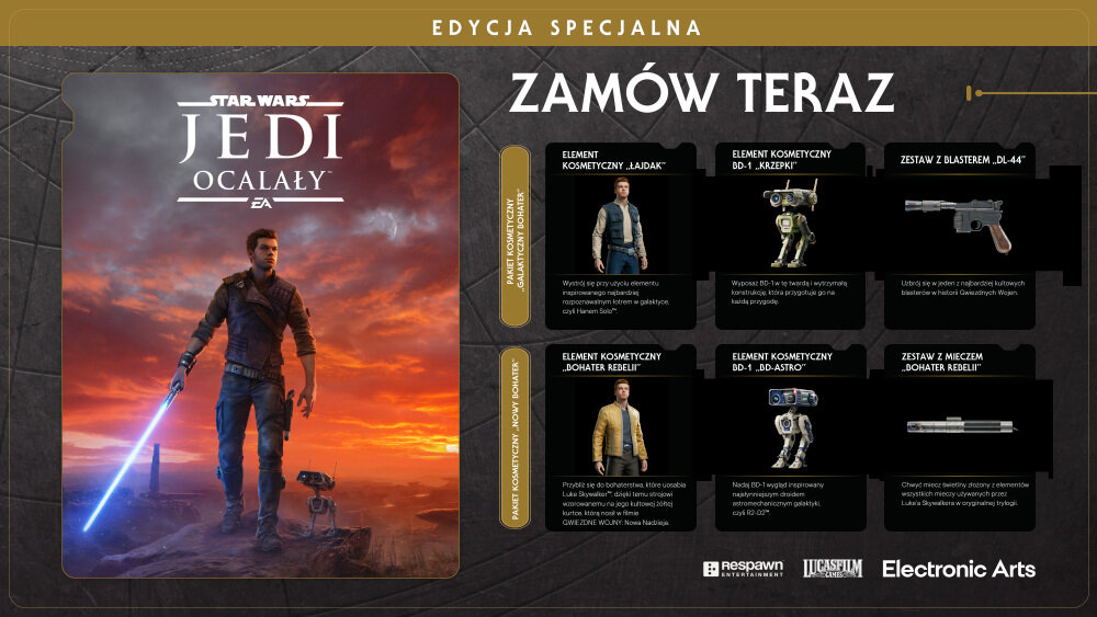 Star Wars Jedi: Ocalały gra imperium galaktyka rycerz jedi załoga ochrona planety wyzwania wrogowie