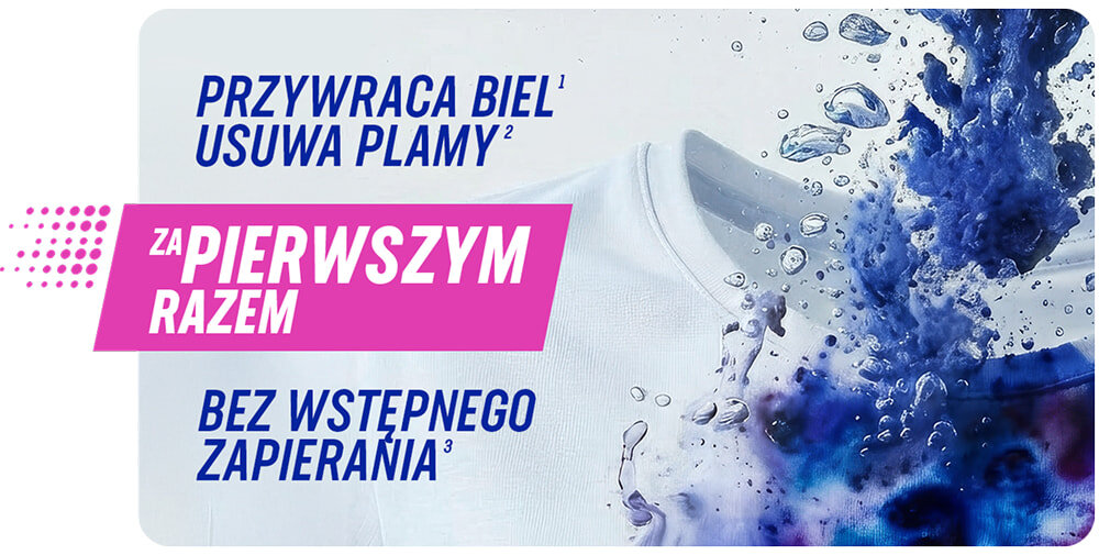 Odplamiacz do prania VANISH Oxi Action 0.03 kg, plamy, usuwanie, biel, skuteczność, Biała tkanina w wodzie z bąbelkami.