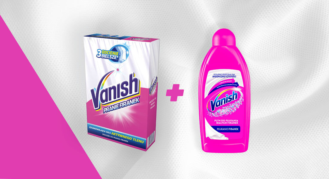 Płyn do płukania firanek VANISH 125 ml zestaw płyn i proszek