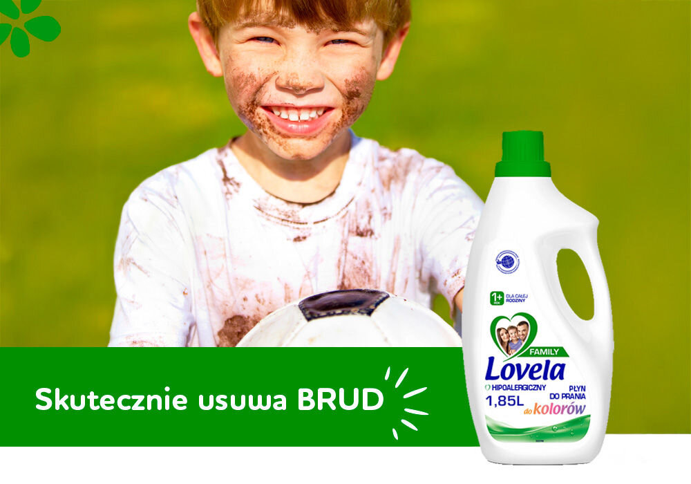 Płyn do prania LOVELA Family Kolor 1850 ml skutecznie usuwa brud