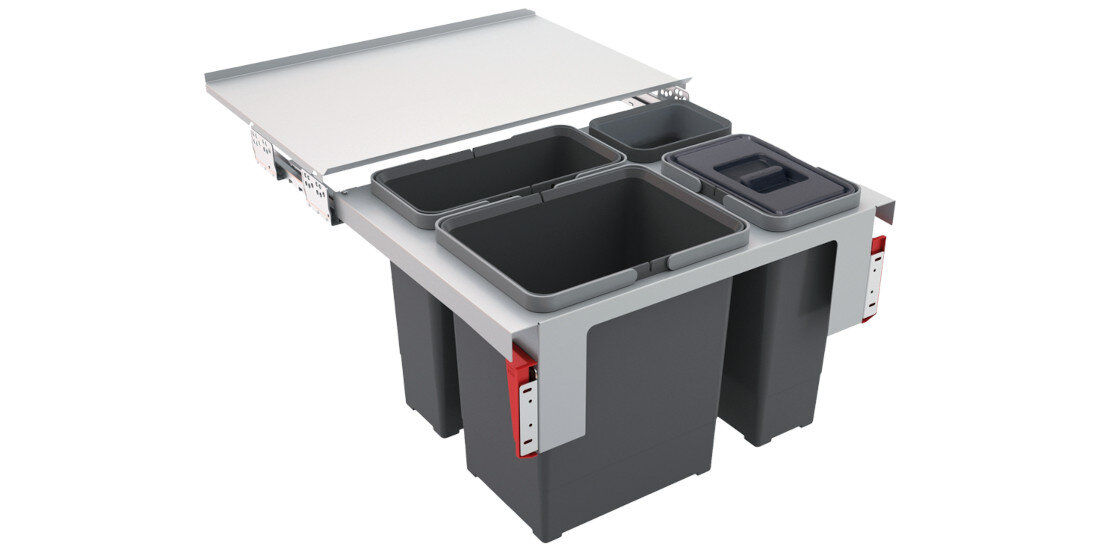 Sortownik odpadów FRANKE Sorter Garbo 60-3121.0200.680 18 l + 12 l + 8 l wygląd design prezentacja wizualizacja dla pełnej wygody