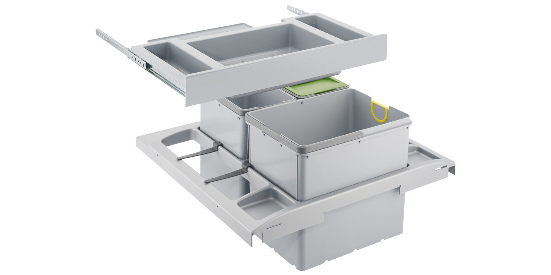 Sortownik odpadów FRANKE Trolley Vario 60134.0066.057 18L + 2x8L wygląd design prezentacja wizualizacja dla pełnej wygody